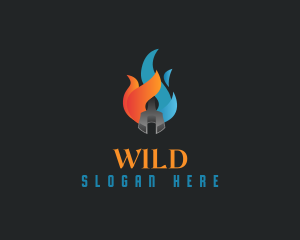 Temperature - Wrench Gradient Fire logo design