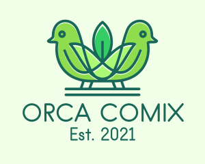 Pet Shop - Green Eco Robin Birds logo design