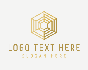 Hexagonal - Geometric Golden Hexagon logo design