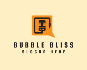 Mic Chat Bubble Podcast logo design