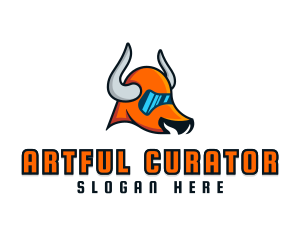 Futuristic Cartoon Bull logo design