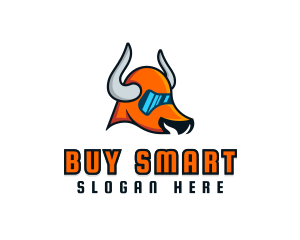 Futuristic Cartoon Bull logo design