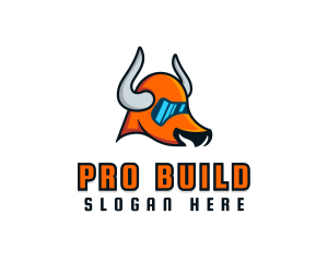 Futuristic Cartoon Bull logo design