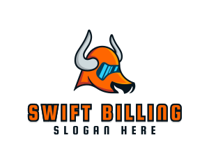 Futuristic Cartoon Bull logo design