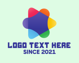 Video Stream - Colorful Media Play Button logo design