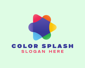 Colorful Media Play Button logo design