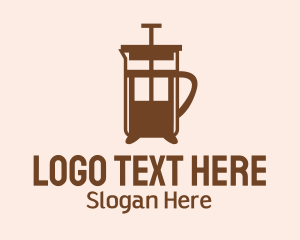 Coffee Pot - Brown French Press logo design