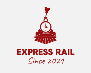 Railway - Red Steam Engine Train logo design