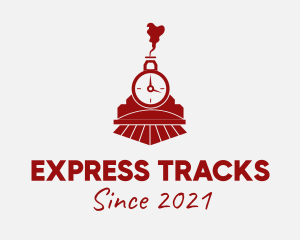 Red Steam Engine Train  logo design