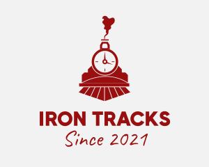 Railroad - Red Steam Engine Train logo design