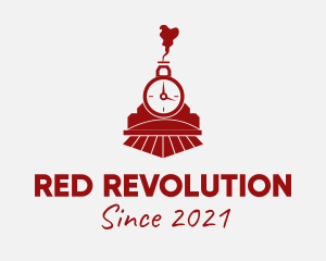 Red Steam Engine Train  logo design