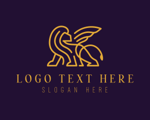 Expensive - Winged Elegant Lion logo design