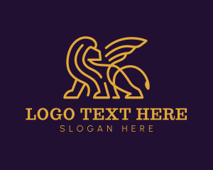 Winged Golden Lion logo design