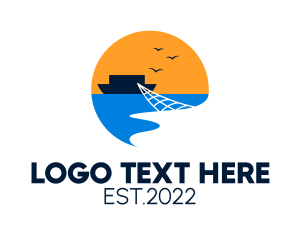 Ocean Travel - Fisherman Sailboat Net logo design