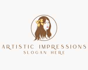 Woman Hair Ribbon logo design