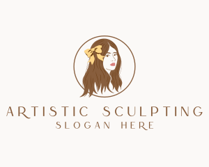 Woman Hair Ribbon logo design