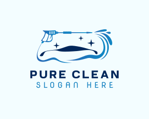 Blue Car Pressure Washer logo design