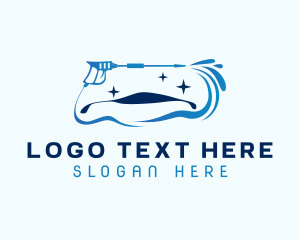 Cleaning Service - Blue Car Pressure Washer logo design