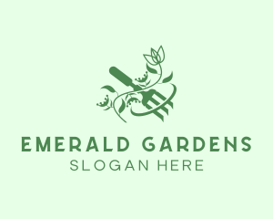 Gardening Fork Lansdcaping logo design