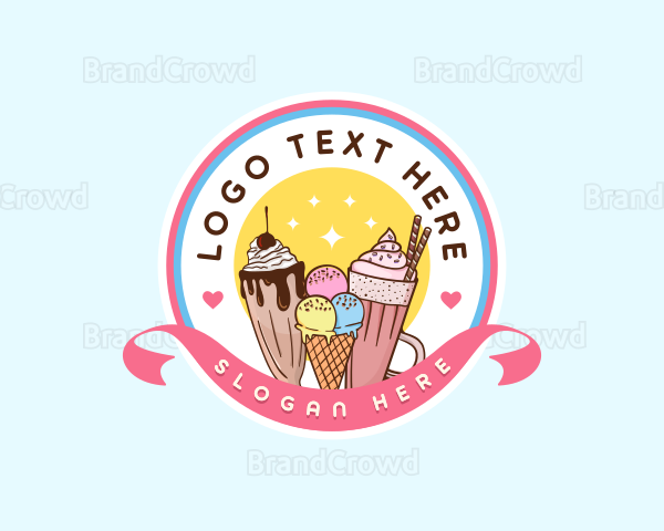 Milkshake Ice Cream Dessert Logo