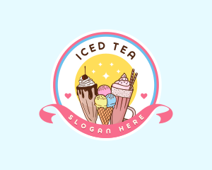 Milkshake Ice Cream Dessert logo design