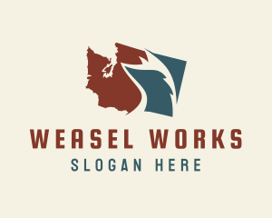 Weasel - Washington Map Skunk logo design