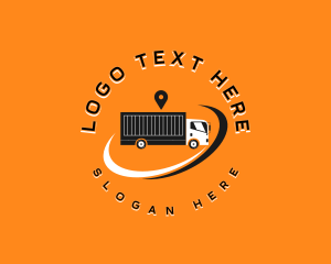 Location Pin - Truck Transport Delivery logo design