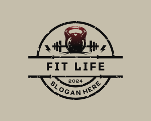 Kettlebell Barbell Fitness logo design