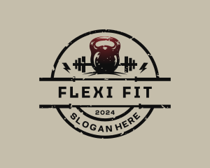 Kettlebell Barbell Fitness logo design