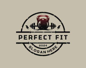 Kettlebell Barbell Fitness logo design