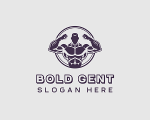 Bodybuilder Strong Man logo design