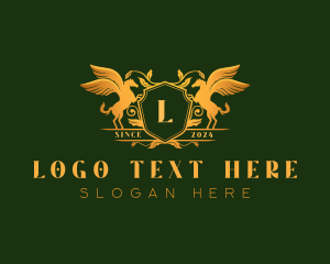 Stallion - Pegasus Shield Crest logo design