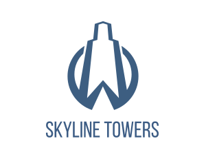 Blue Building Tower logo design