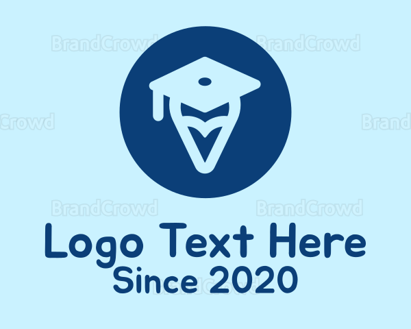 Graduation Cap Location Pin Logo