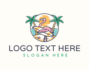 Surfboard - Flamingo Beach Surfboard logo design
