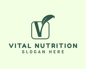 Green Leaf Letter V logo design