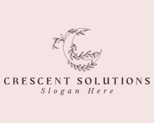 Crescent - Floral Crescent Moon logo design