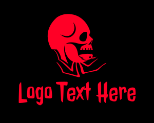 Scary - Creepy Skull Spider Tattoo logo design