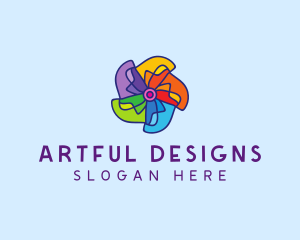 Fun Colorful Pinwheel logo design