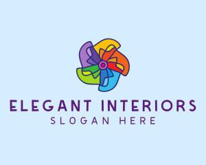 Fun Colorful Pinwheel logo design