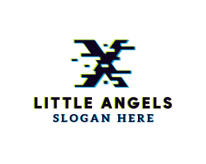 Modern - Glitch Tech Letter X logo design