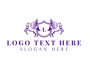 Horse - Pegasus Luxe Shield logo design