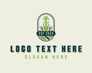 Hedge Shears - Landscaping Tools Shovel logo design