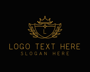 Gold - Royal Shield Wreath logo design