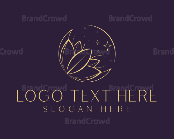 Gold Cosmic Flower Wellness Logo