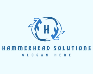 Hammerhead Shark Fish logo design