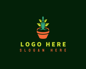 Farmer - Plant Gardening Pot logo design