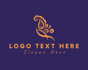 Orange - Paisley Floral Decoration logo design