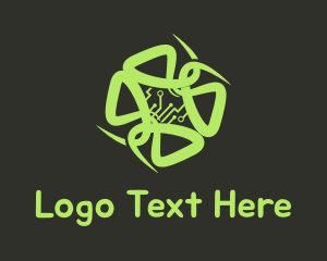 Neon - Green Circuit Tentacles logo design