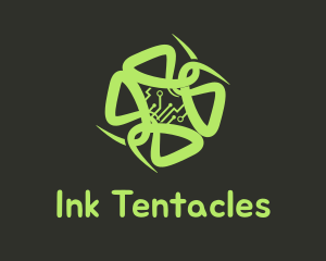 Tentacles - Green Circuit Tentacles logo design